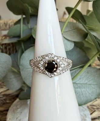 Ryze Party Sterlingsilber schwarzer Onyx CZ weißer Frost CZ Ring Größe 6 rhodiniert pl