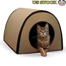 Heated Outdoor Cat House Insulated Weatherproof Warming Shelter Safe Thermostat