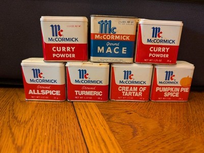 Vintage McCormick Tin Lot of 7 Pumpkin Pie Spice Advertising Some With Product