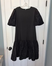 NWT JOH Women’s Size XS Black Jannelle Embroidered Puff Sleeves Stretch Dress