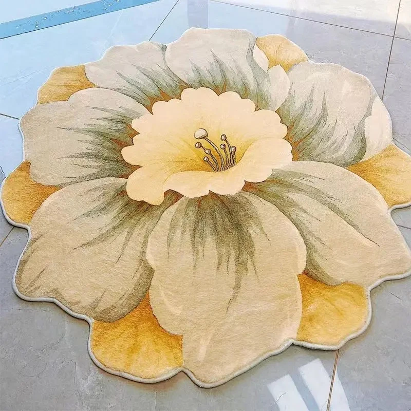 Modern Fluffy Flower Carpet Living Room Decoration Bedroom Bedside Rug Floor Mat - Image 4 of 4