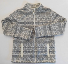 Vineyard Vines Fair Isle Full Zip Gray White Fleece Jacket Girl's M 10/12