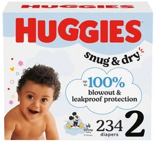 Huggies Snug and Dry Disposable Baby Diapers - Size 2 - 234 Count