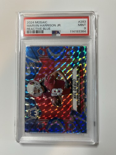Panini 2024 Mosaic Marvin Harrison Jr NFL Debut Reactive Blue #283 RC PSA 9
