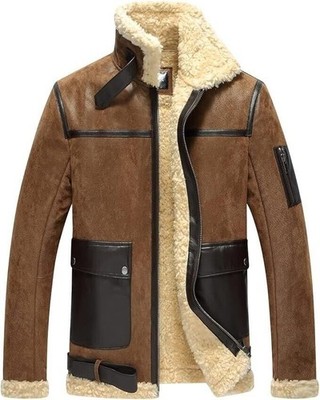 Mens Flight B3 Pilot RAF Aviator Real Shearling Sheepskin Leather Bomber Jacket