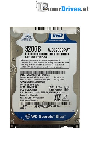 Western Digital WD3200BPVT-22JJ5T0 - 320 GB - SATA - Pcb 2060-771820-000 Rev. A*