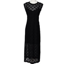 American Eagle Outfitters Dress Womens S Black Lace Maxi Sheath Floral Lined