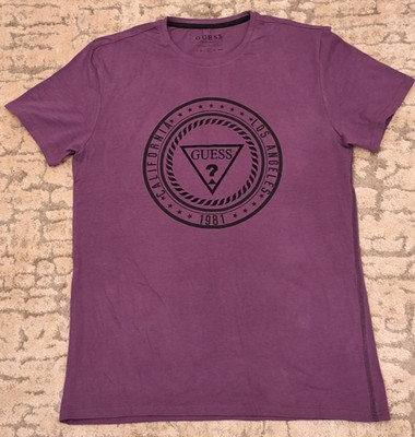 Guess Los Angeles 1981 Logo Graphic T-Shirt Purple Men's XL Cotton Short Sleeve