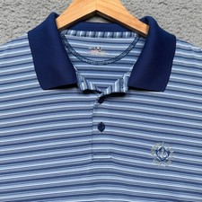 Under Armour Polo Shirt Mens Large Blue Striped Performance Short Sleeve Golf