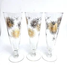 Vintage Federal Glass Set Of 3 Atomic Starburst MCM Glasses Pilsner 8.25 Inch