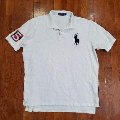 Ralph Lauren Polo Shirt Mens 2XL White Big Pony 5 Sleeve Pique Classic