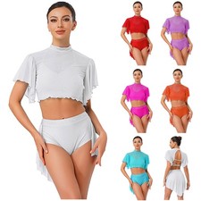 Womens Dress Roller Set Cut Out Dancewear Gymanstics Outfits Competition Dance