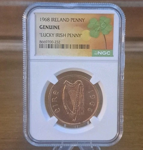 1968 Ireland Penny "LUCKY IRISH PENNY" NGC Certified Genuine
