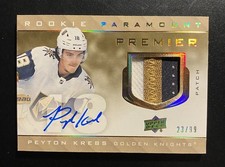 2021-22 Upper Deck Premier Rookie  Auto Patch Peyton Krebs Auto /99 🔥