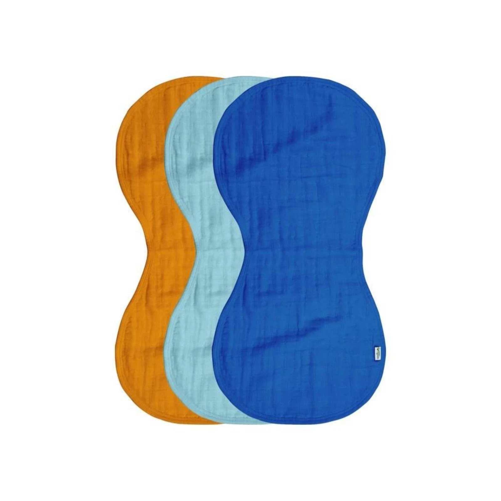 Blue Organic Cotton Muslin Burp Cloths 3 Pack Super Absorbent Soft 4 Layers