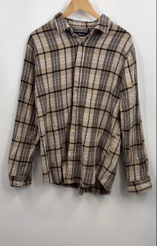 PacSun Men's Multicolor Plaid Long Sleeve Flannel Button-Up Shirt Size L