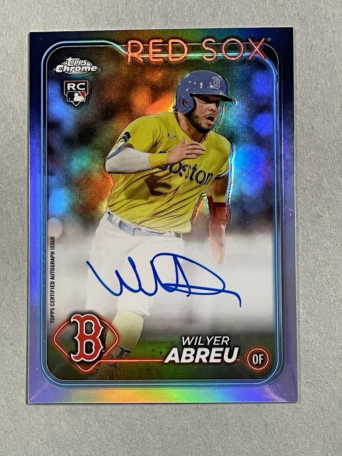 2024 Topps Chrome Rookie Autographs Wilyer Abreu #RA-WA Refractor /499 (AU, RC)