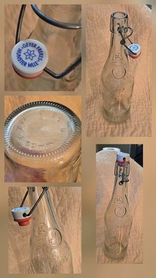Vintage Geyer Frères Glass Bottle: Embossed French Branding, Hinged Stopper