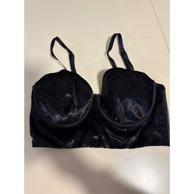 Victorias Secret Very Sexy Balconette Bra Black Velvet Shimmer 34C Longline