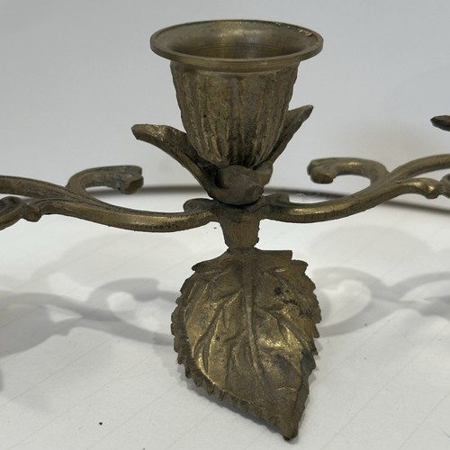 Vintage Brass Candle Holder Leaves Cups Approx. 8.5" x 3" Trio Three Cups - Picture 4 of 21