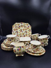 Vintage 1950s Royal Winton Chintz "Evesham" Teaset, Some Damage