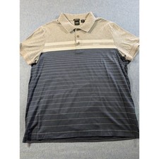 Hugo Boss Paddy 3 Mercerised Cotton Striped Polo Shirt Mens Grey Navy 50389519