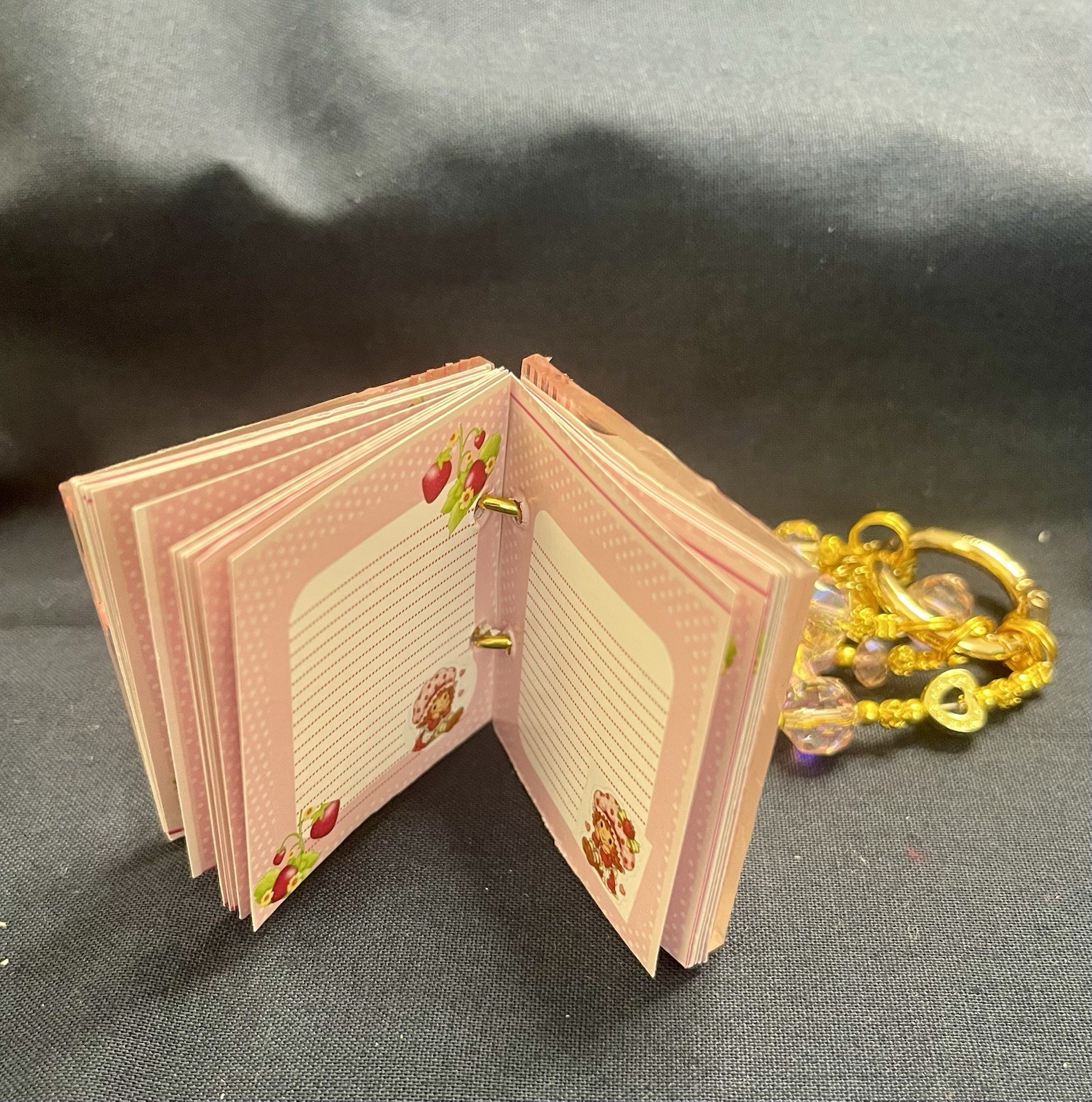 Strawberry Shortcake Mini Acrylic Journal | Crystal Bead Dangle