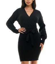 Rosie Harlow Womens Stylish Sweater Dress, Black, Petite, X-Large