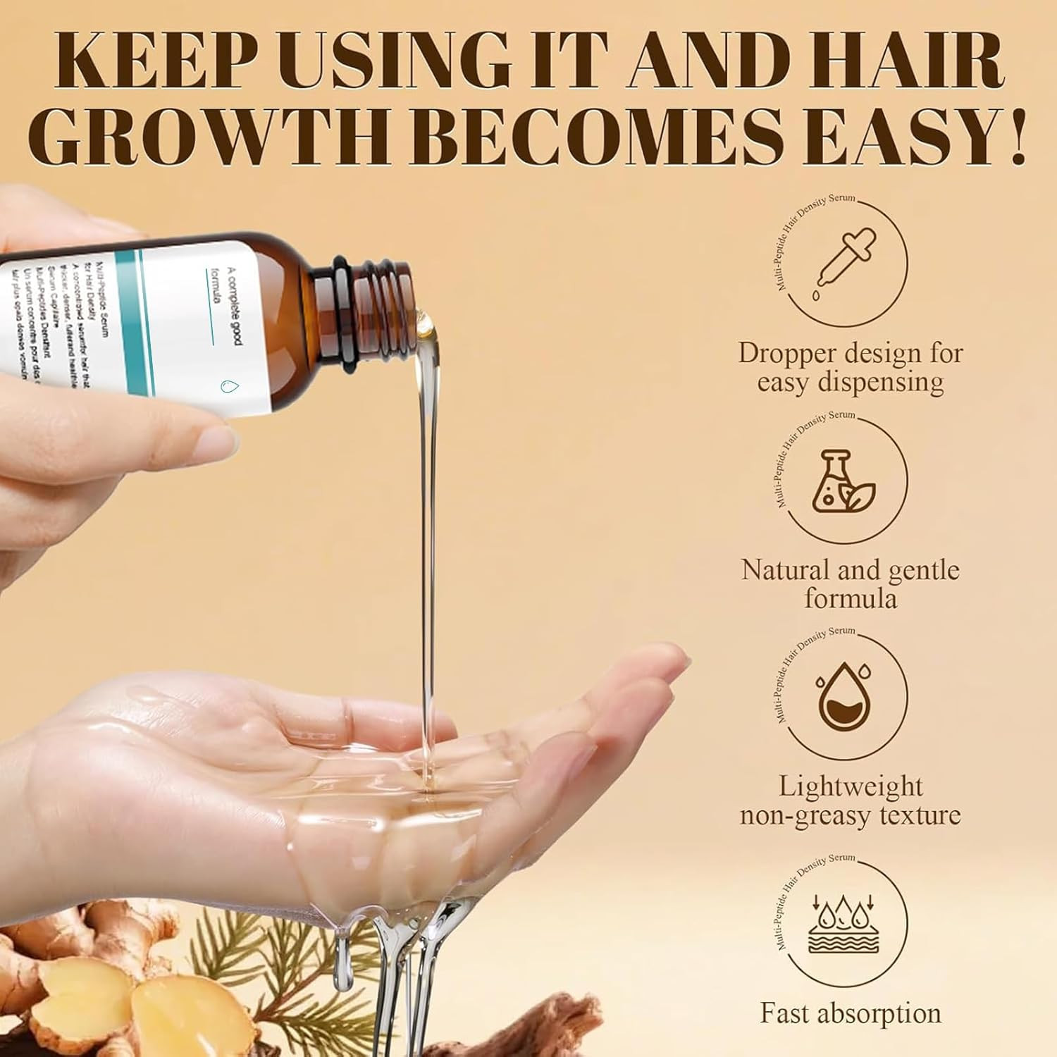 Trattamento Crescita Capelli | Siero Peptidi e Caffeina | Offerta 60ml - 3