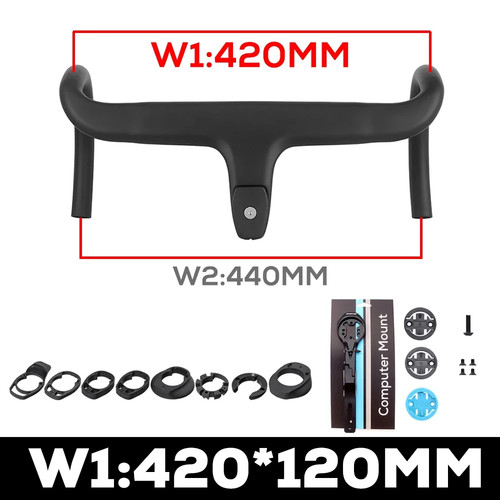 Carbon Internal Cable Integrated Road Bike Handlebar For 360-380mm With Spacers - Picture 15 of 43