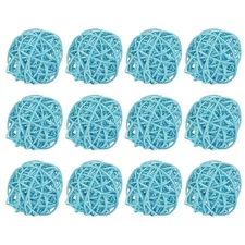 12 Pcs Wicker Rattan Balls 2In for Vase Fillers Party Decorative Light Blue