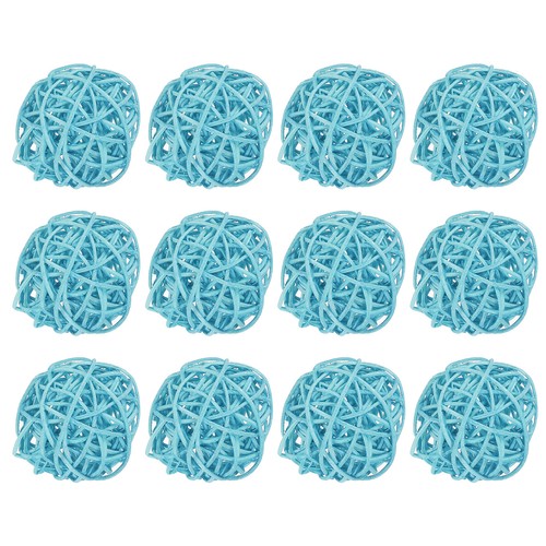 12 Pcs Wicker Rattan Balls 2In for Vase Fillers Party Decorative Light Blue - Picture 1 of 5