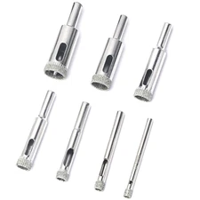 Diamond Drill Bit Set for Glass & Ceramics, 7-Piece Hole Saw Kit (1/8"-1/2")