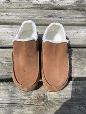 Powerstep Arch Wear Men Size 8 House Slipper Shoes Fawn Sherpa Lined Structured