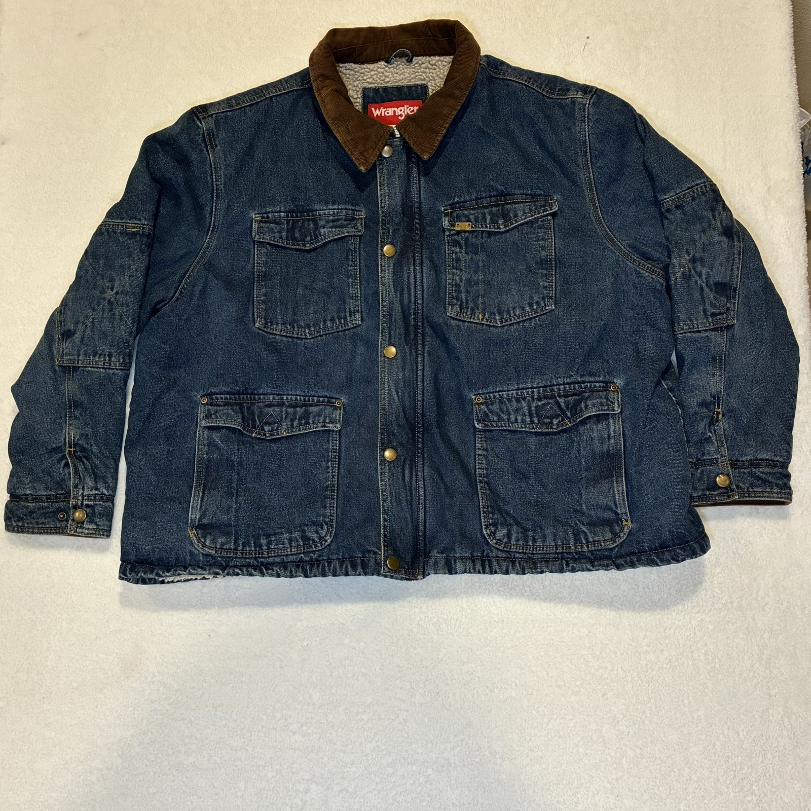 Wrangler Mens Jacket 4xl Sherpa Lined Corduroy Collar Denim 