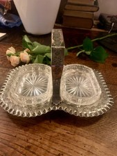 Walker & Hall Sheffield Silver Plated Art Deco Double Sweetmeat Dishes on Stand