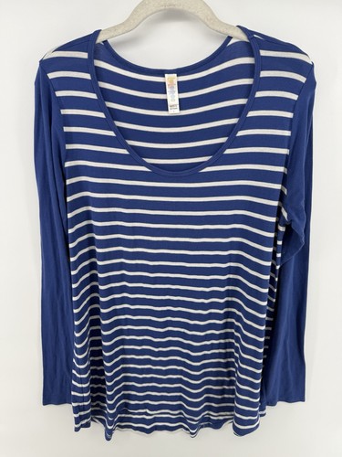Lularoe Lynnae Striped Longsleeve Top Blouse Blue Size Large #A1 - Picture 1 of 4
