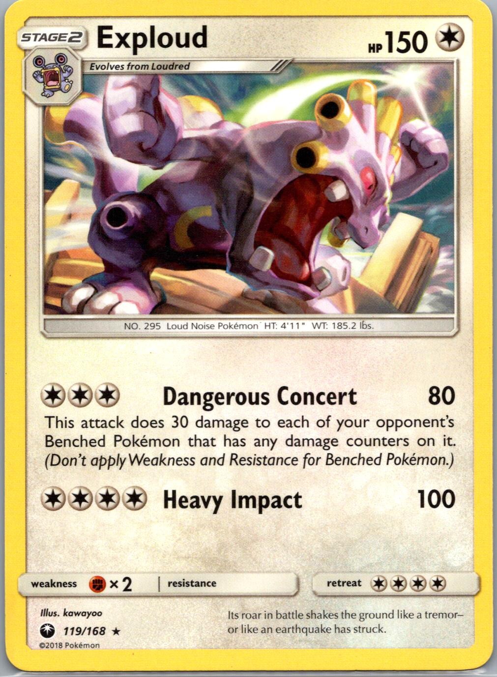 Exploud 119/168 Rare Celestial Storm Pokemon Near Mint