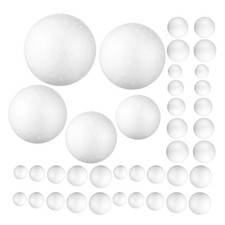 100 Pcs Mixed Size White Foam Polystyrene Spheres for Craft Projects