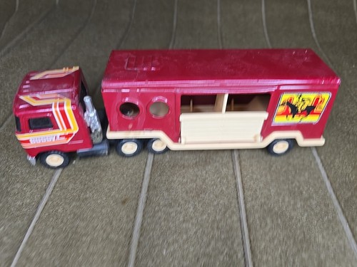 Camion vintage 1980 BUDDY L - MACK con rimorchio per cavalli - acciaio pressato