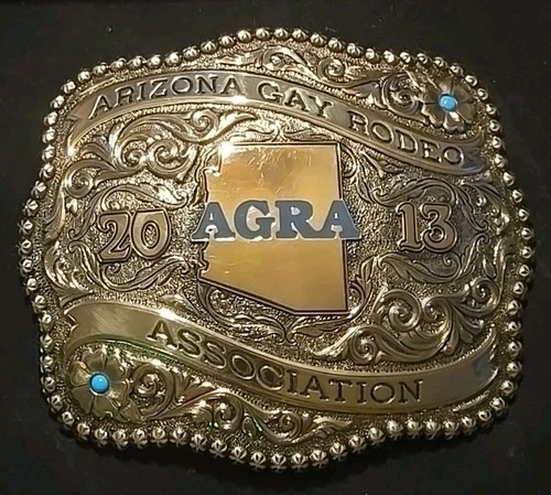 2013 GAY RODEO BELT BUCKLE AGRA Arizona Gay Rodeo Association Solid Brass GIST