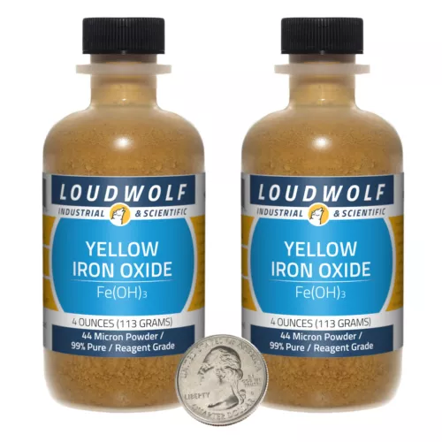 Iron Oxide Yellow / 8 Oz / 2 Bottles / 99% Pure Reagent Grade / 44 Micron Powder