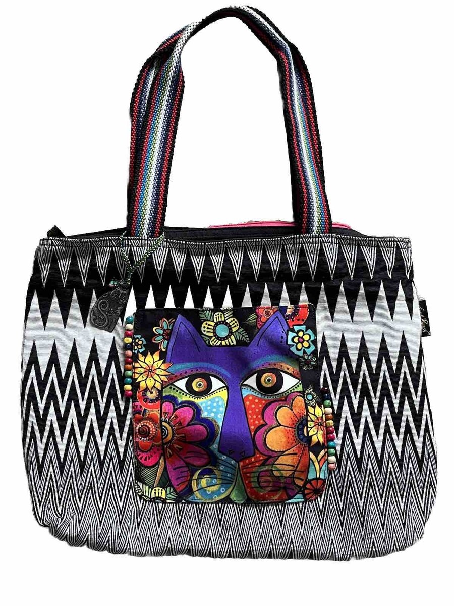 Laurel Burch Cat Purse Shoulder Bag Zippered Blossoming Feline