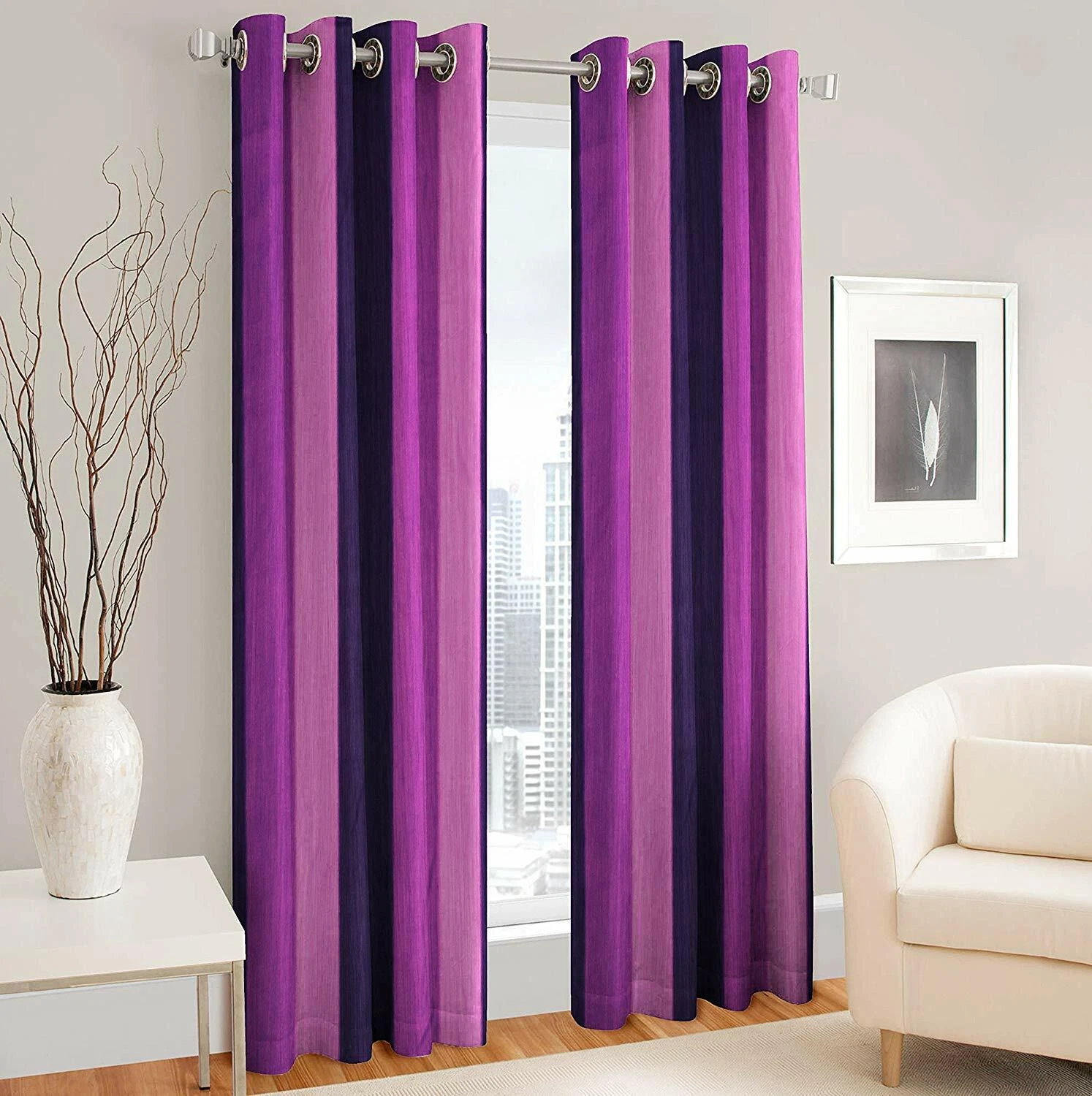 Nuevo Juego De Cortinas Con Ojal De 2 Piezas - 5 Pies