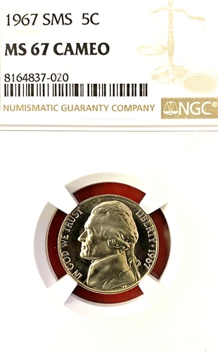 NGC MS-67 CAMEO! 1967 JEFFERSON NICKEL, SMS