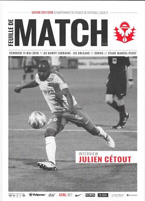Spielbogen Nr. 19 ASNL - US Orléans (2017 - 2018) - Liga 2