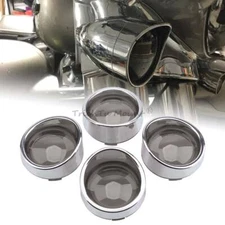 4x Smoke Turn Signal Lens Covers w/Chrome Visor Bezels For Harley Sportster Dyna