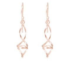 14K Rose Gold Plated Sterling Silver Modern Double Twist Dangle Earrings