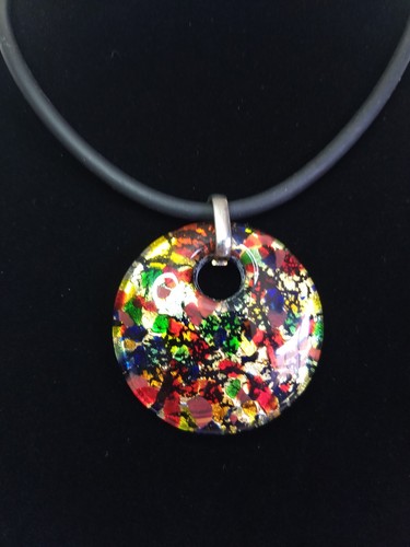 Venezia Classica Italy Glass Multicolor Pendant Bombata Necklace Murano Glass
