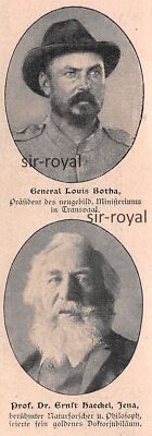 General Louis Botha - Professor Ernst Haeckel - 1907 ~4x12cm